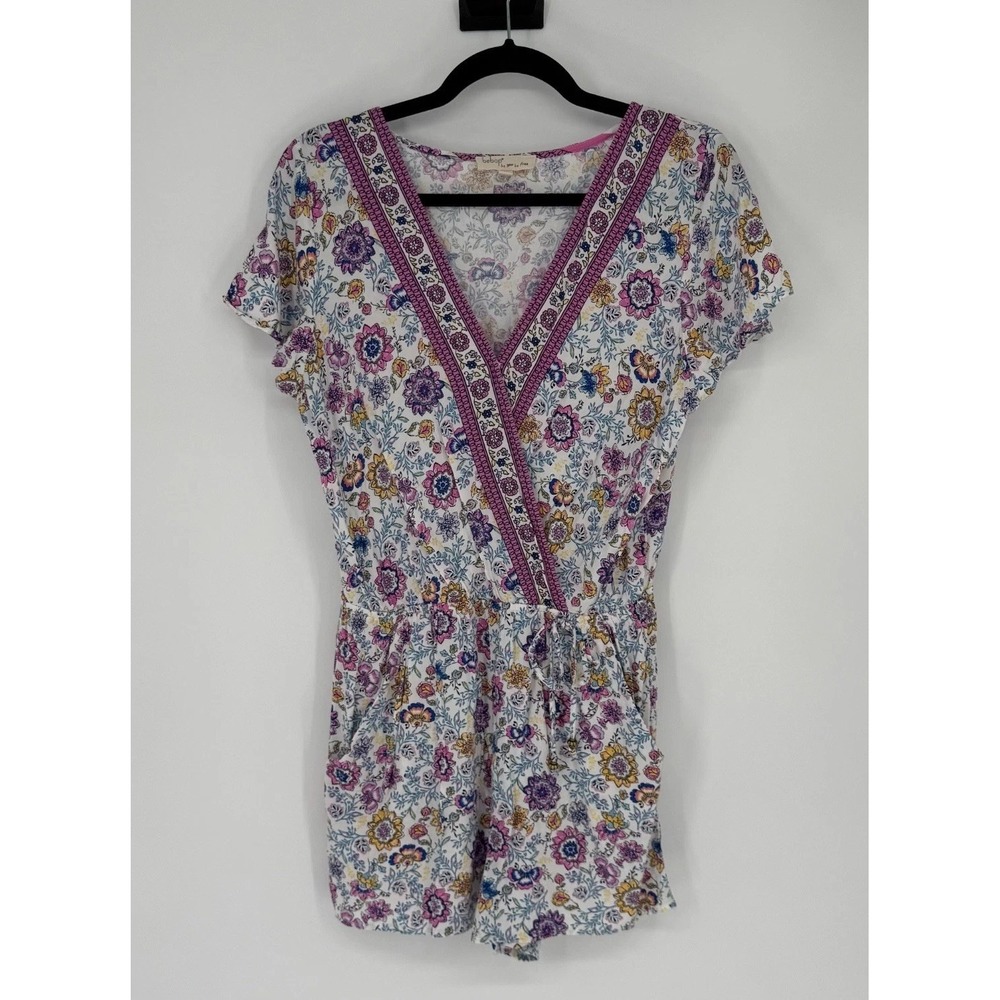 BeBop Women Romper Floral Boho Cottagecore Print Size‎ M V-Neck Hippie Rayon